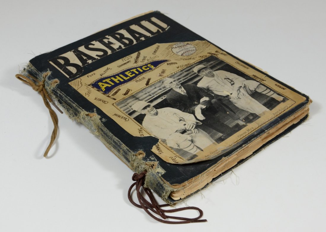 Baseball scrapbook, circa 1930, approx 25: Baseball scrapbook, circa 1930, approx 25 pages,containing newspaper clippings,such as Phillies, Cardinals, A's, Chicago White Sox, etc