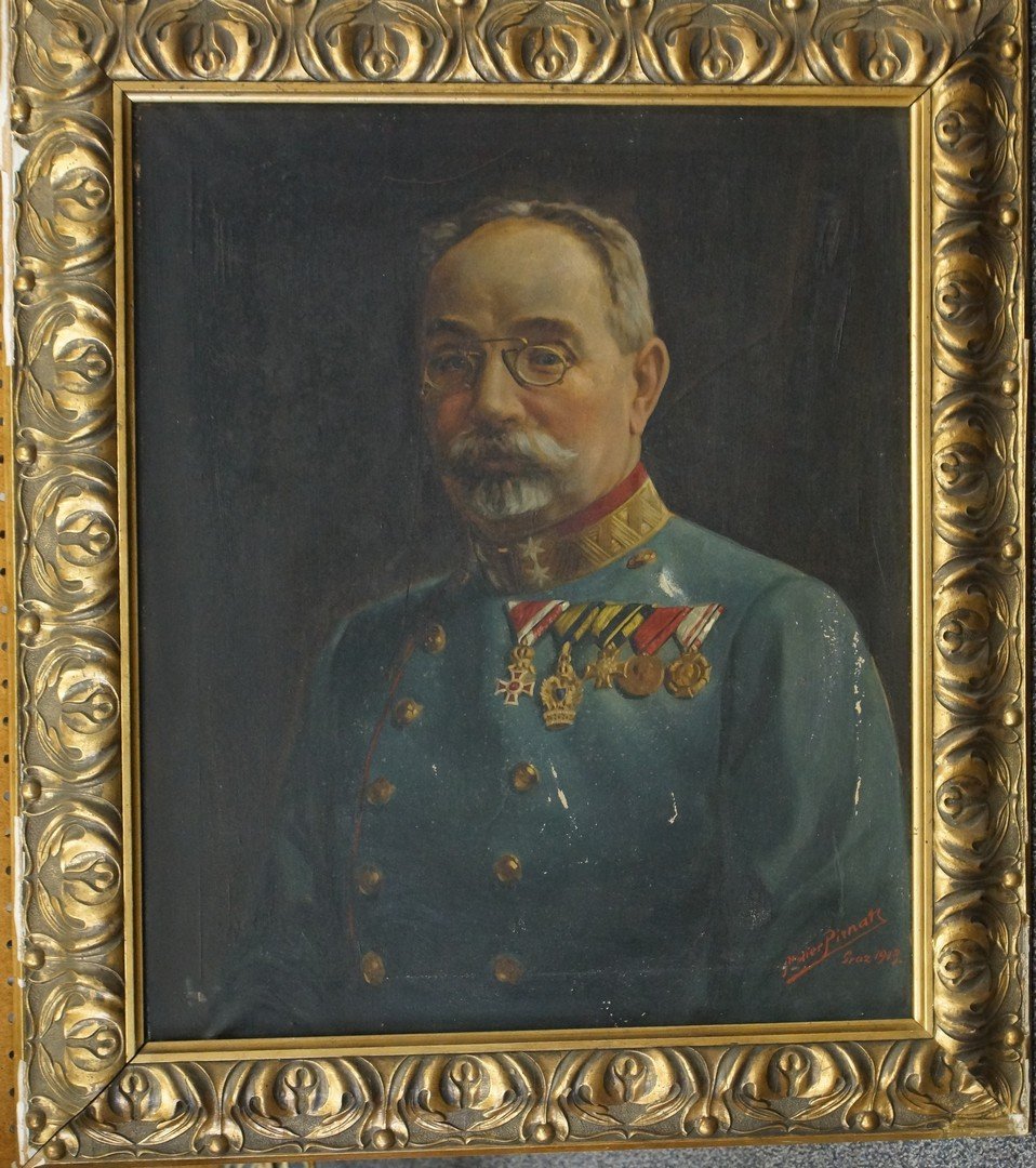 Atelier Pirnatz, Austro-Hungarian, Graz, 1913, o/c,: Atelier Pirnatz, Austro-Hungarian, Graz, 1913, o/c, Portrait of Baron Field Marshall Karl Fonda, 25 1/2" x 21 1/2"