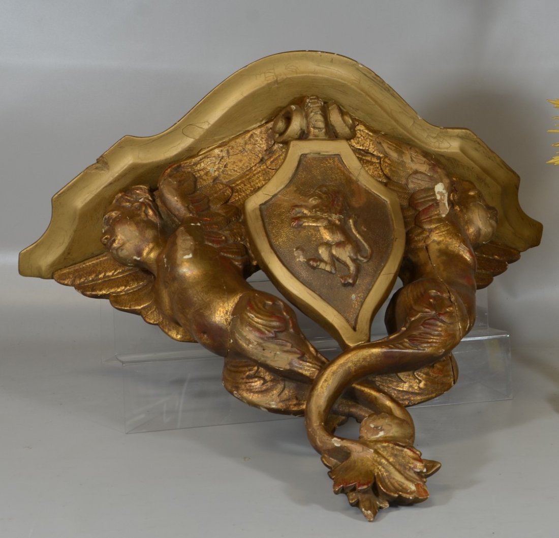Giltwood Bracket, 20th c, Height: 20", Width: 25": Giltwood Bracket, 20th c, Height: 20", Width: 25"