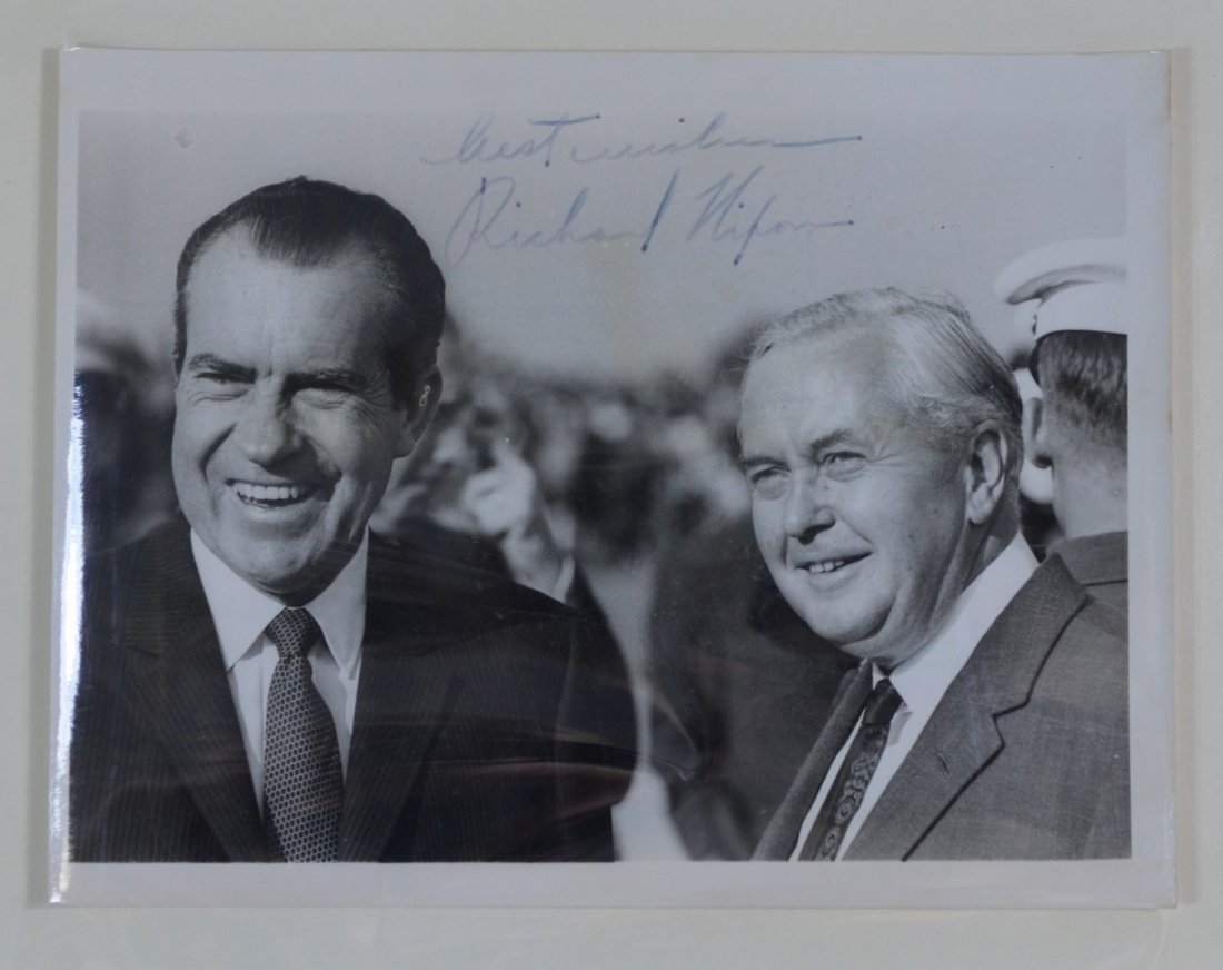 Nixon, Richard, 1969 signed photograph with Harold: Nixon, Richard, 1969 signed photograph with Harold Wilson