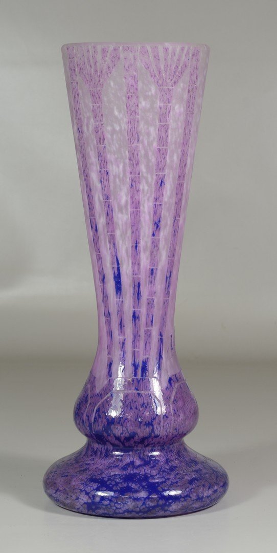 French cameo glass vase, signed Charder, 14-1/2" high: French cameo glass vase, signed Charder, 14-1/2" high