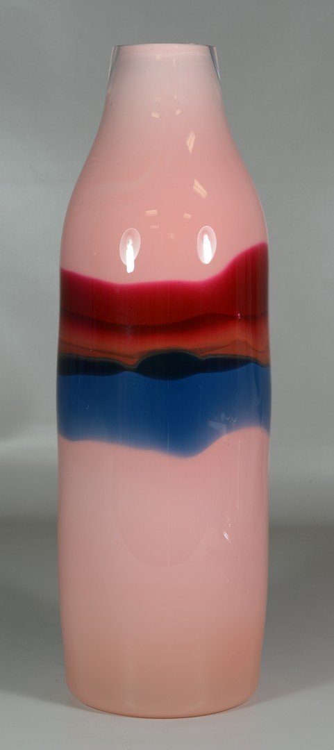 Jamie Harris contemporary tall art glass vase, signed J: Jamie Harris contemporary tall art glass vase, signed J Harris '01, 19-1/2" high