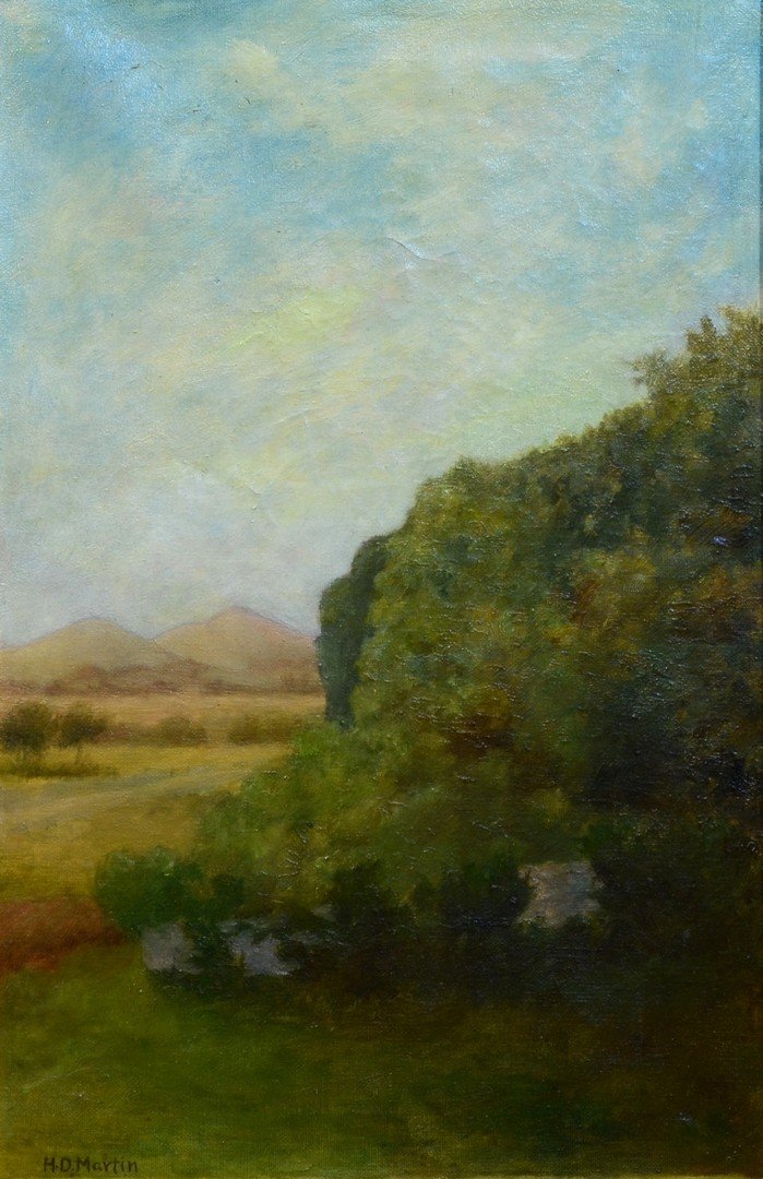 Homer Dodge Martin (American, 1836-1897), oil on: Homer Dodge Martin (American, 1836-1897), oil on canvas, Highlands Landscape, signed lower right, 17 1/2" x 11 1/2" sight, 22 1/4" x 16 1/4" overall