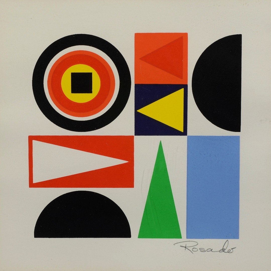 Julio Rosado del Valle (Puerto Rican, 1922-2008),: Julio Rosado del Valle (Puerto Rican, 1922-2008), serigraph, Geometric, pencil signed lower right, 6 6 3/4" x 6 3/4" sight, 10 1/4" x 10 1/4" overall