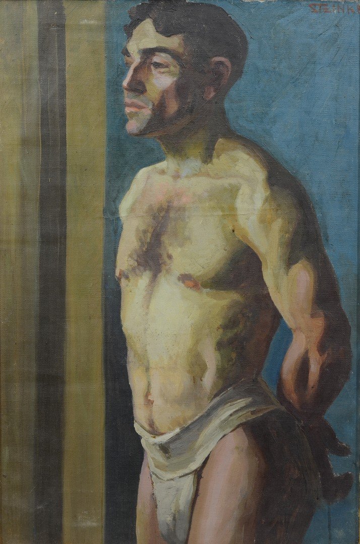 Steinke (20th Century), oil on canvas, Portrait of Man, (1 of 4)