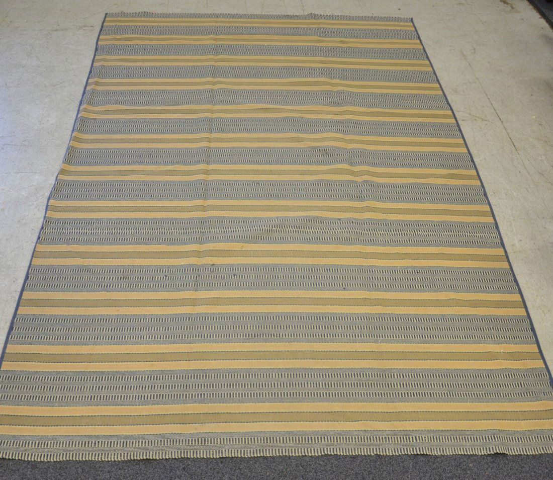 Woodard & Greenstein, flat woven striped carpet, tan & (1 of 2)