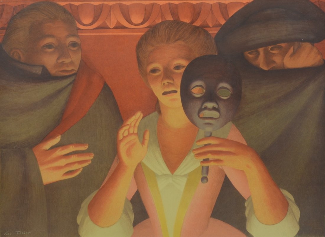 George Tooker (American, 1920-2011), lithograph, "Un (1 of 3)