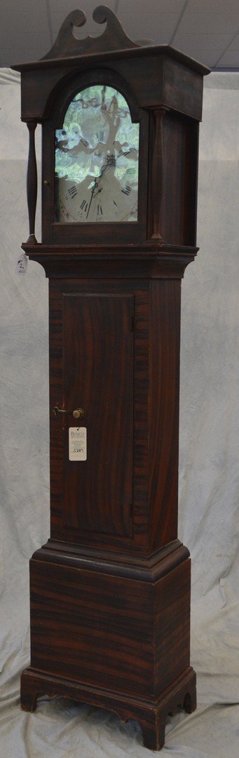 Paint decorated pine New England tall case clock, (1 of 10)