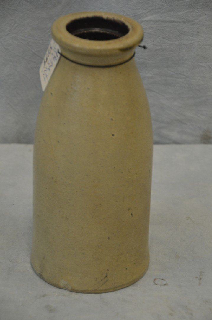 Stoneware milk bottle form jar, 19th C, Pennsylvania, (1 of 3)