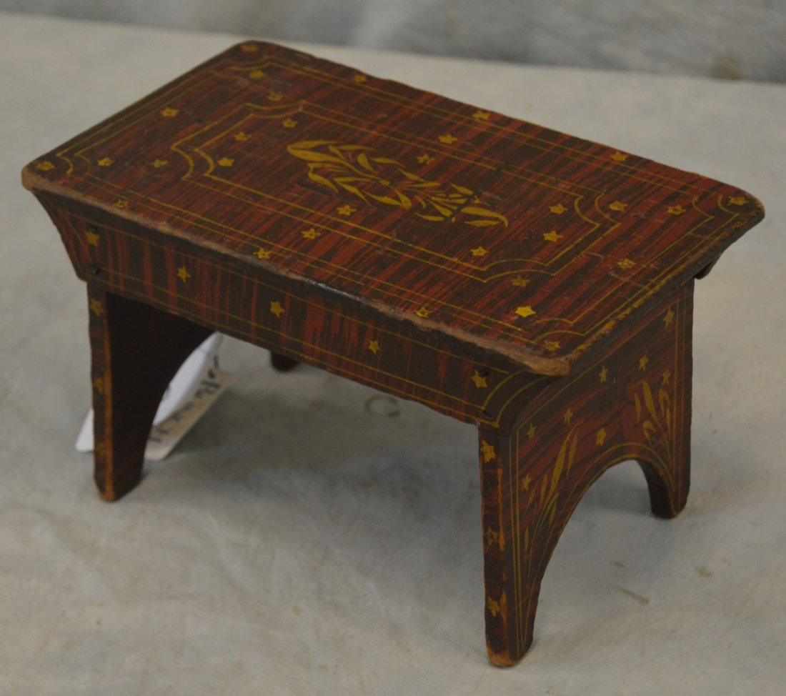 Painted miniature pine bench, found in  Maine, rosewood (1 of 4)