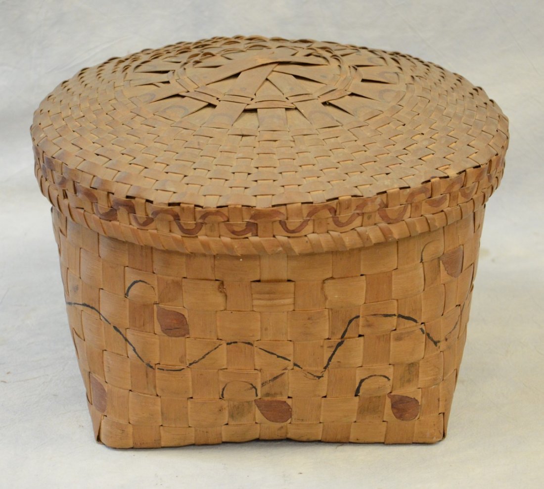 Ash splint Indian basket, New York state, with (1 of 6)