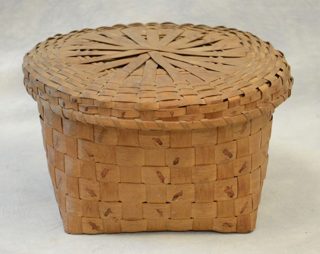 Ash splint Indian basket, New York state, with potato (1 of 4)