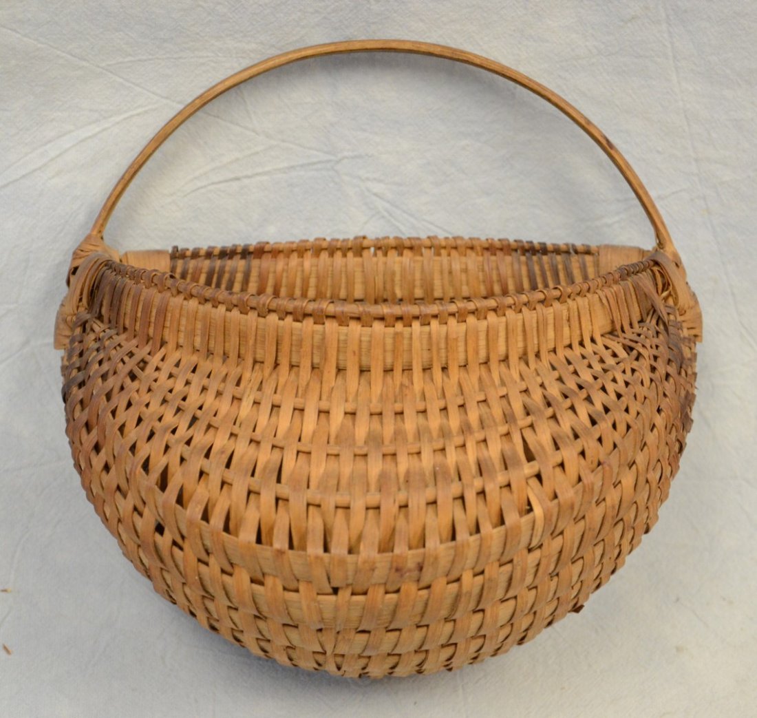 Oak splint half round wall basket, brown dyed splint (1 of 3)