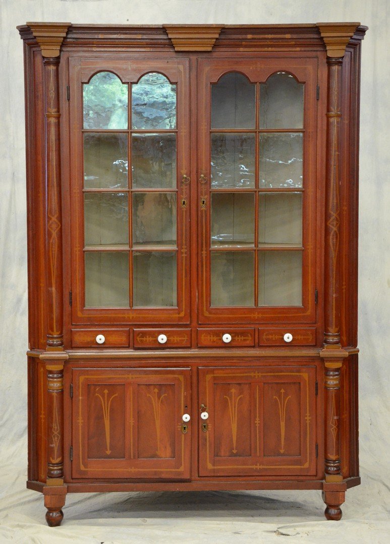 Cherry 2 pc architectural corner cupboard, top section (1 of 7)