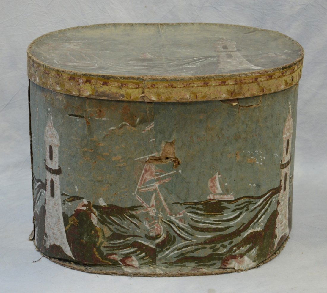 Large Oval Band Box, scene of Sandy Hook, NJ, with (1 of 5)