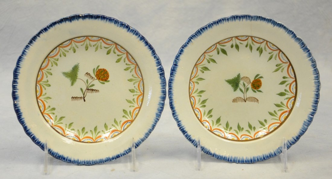 Pair of Leeds Feather Edge Pearlware Plates, blue edge, (1 of 2)
