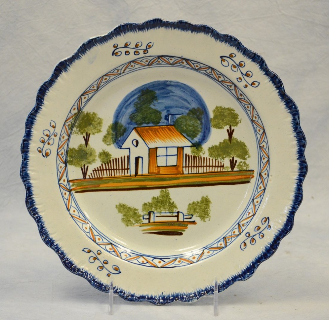 Large Feather Edge Pearlware Plate, with polychrome (1 of 2)