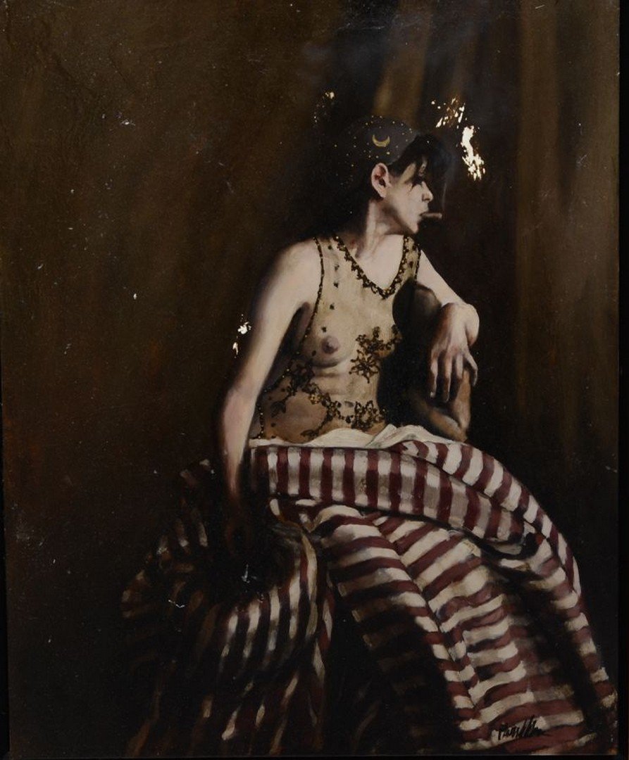 American School (Late 20th Century), oil on board, Girl (1 of 4)