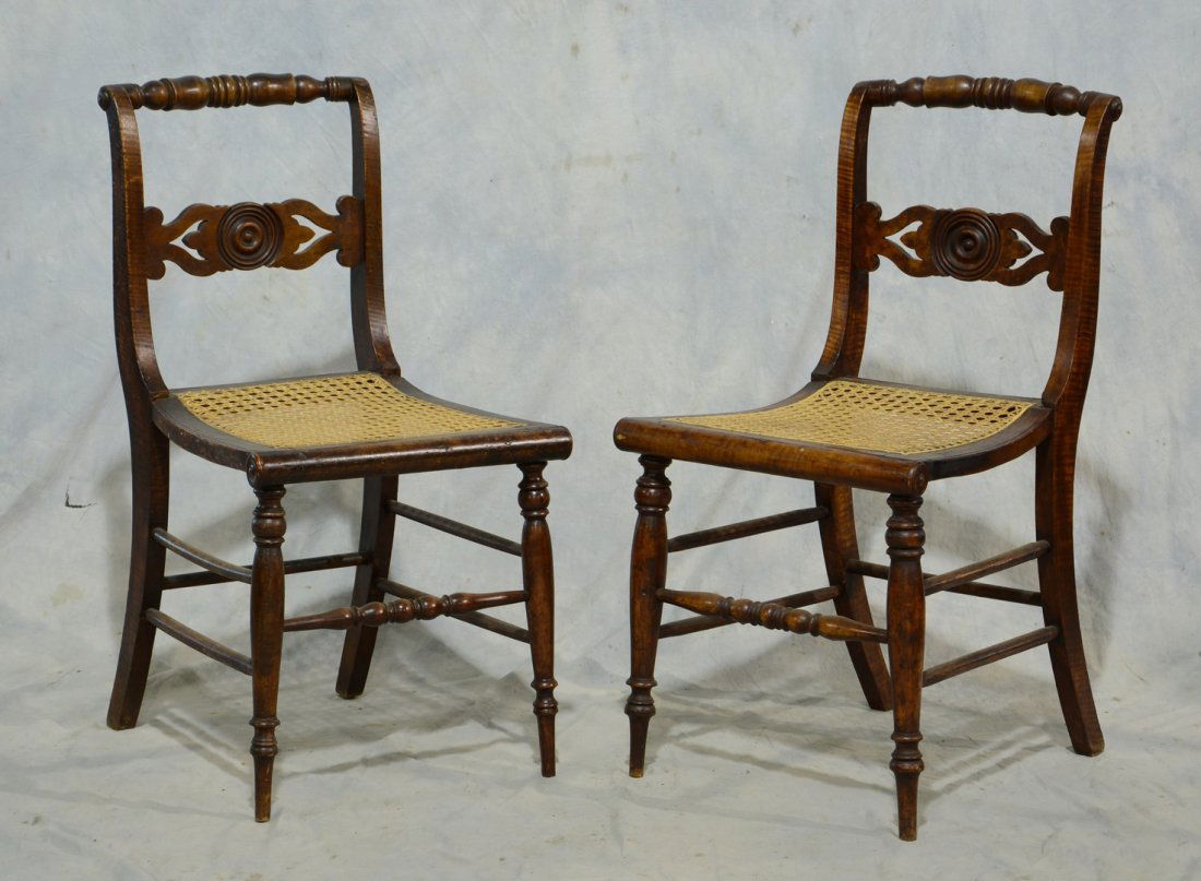 Set of 8 figured Maple Federal chairs with caned seats, (1 of 1)