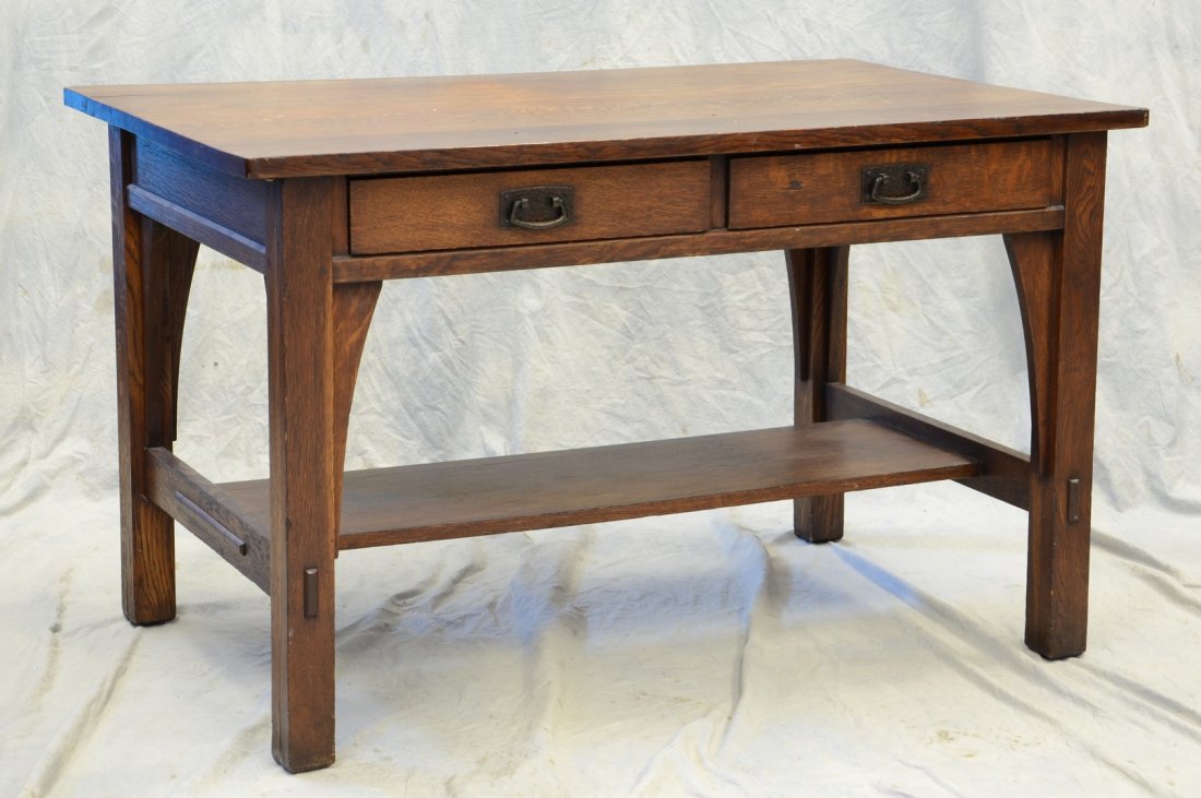 L & J G Stickley no 522 oak library table, original (1 of 5)