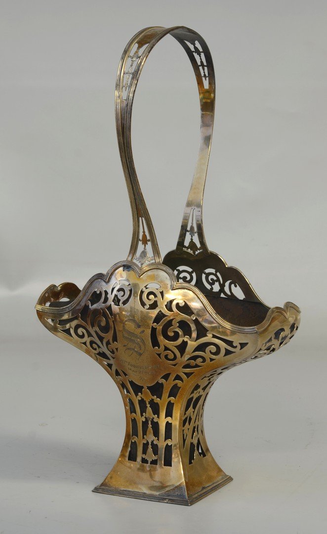 Sterling silver handled basket with metal insert, (1 of 4)