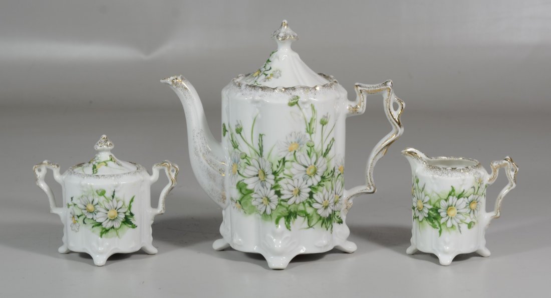 RS Prussia porcelain tea set to include a teapot, sugar (1 of 3)