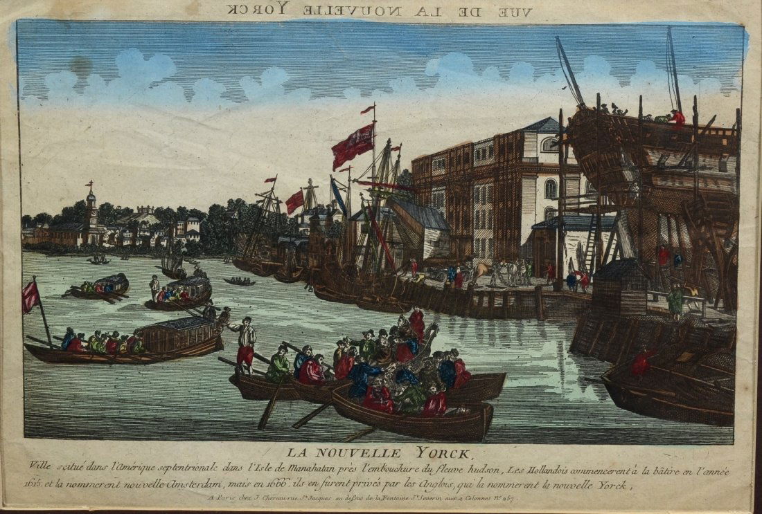 French School (18th Century), hand colored engraving, (1 of 2)