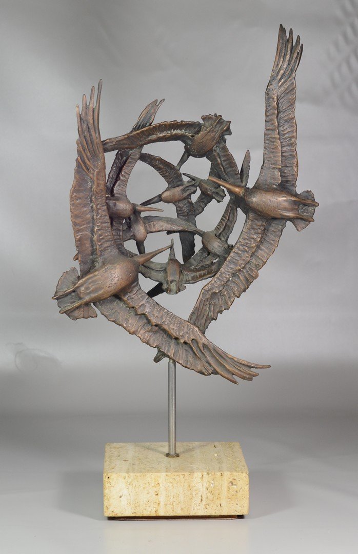 Robert Cook, American, (1921- ) bronze sculpture, Birds (1 of 4)