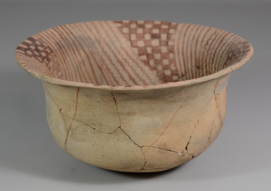 Early Native American Pueblo pottery bowl, extensive (1 of 6)