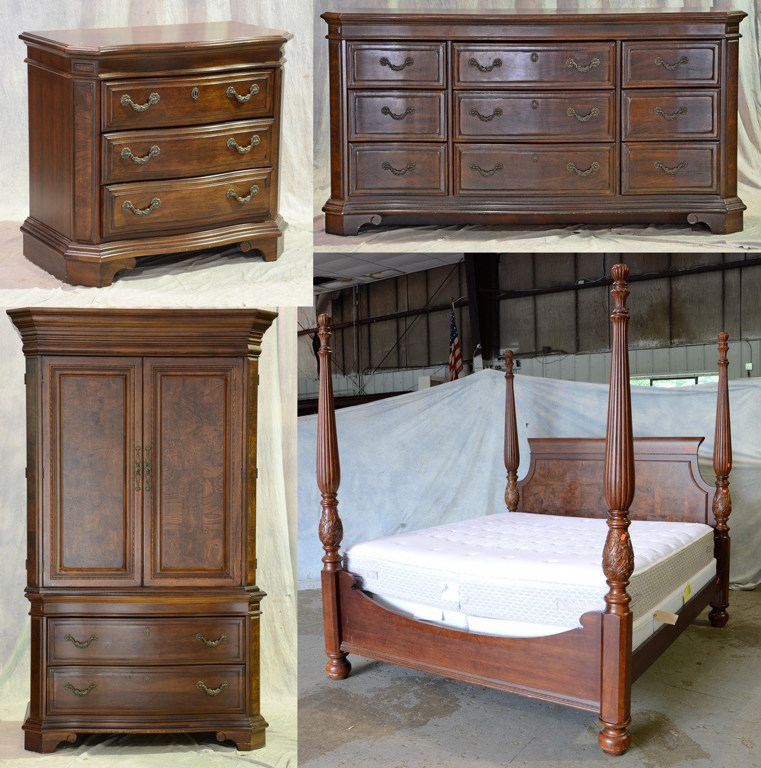 4 pc Hooker Furniture walnut and burl Provincial style (1 of 5)