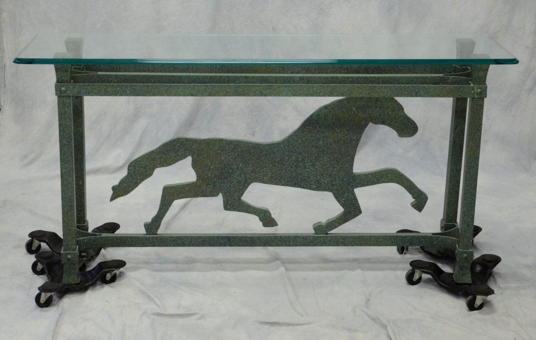 Paint decorated console table, running horse design in (1 of 1)