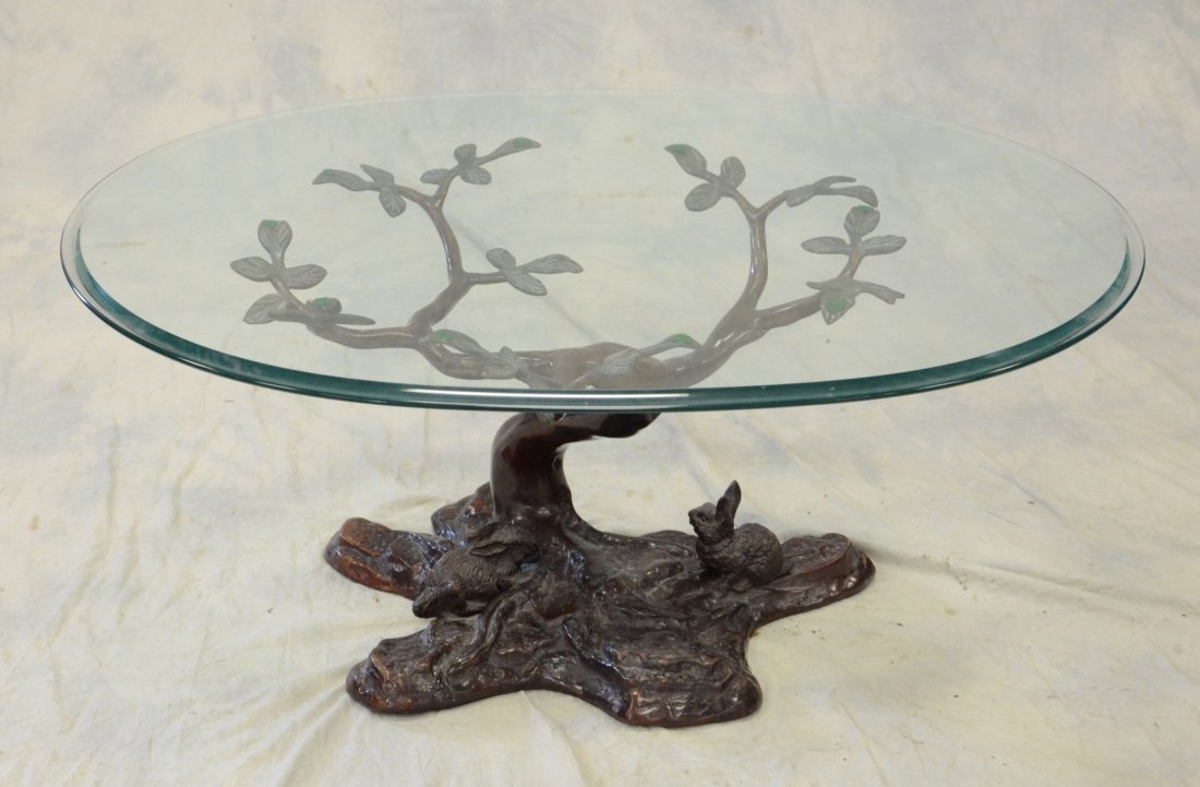 Cast bronze tree form coffee table, base with 2 (1 of 4)