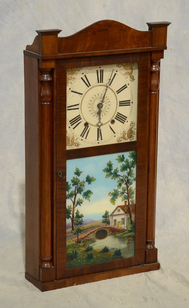 Mahogany half column shelf clock by Boardman & Wells, (1 of 5)