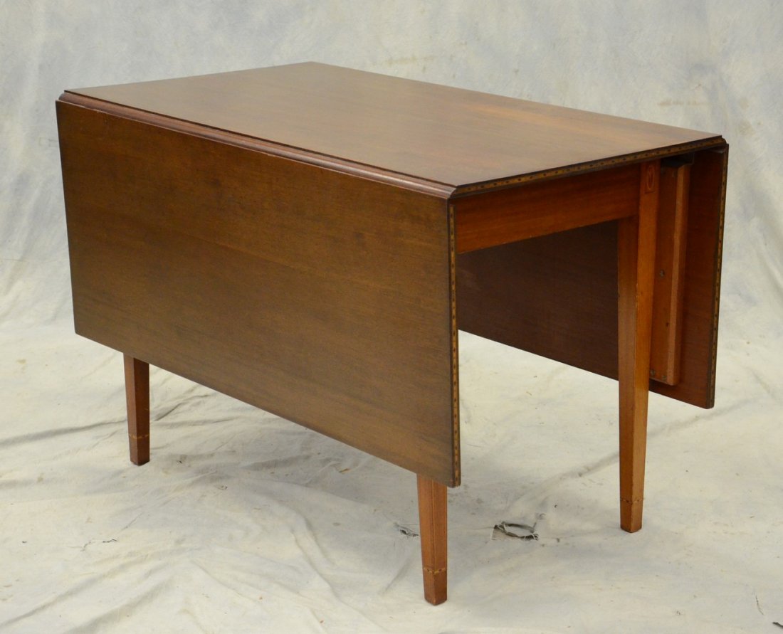 Inlaid walnut Hepplewhite style drop leaf dining table (1 of 3)