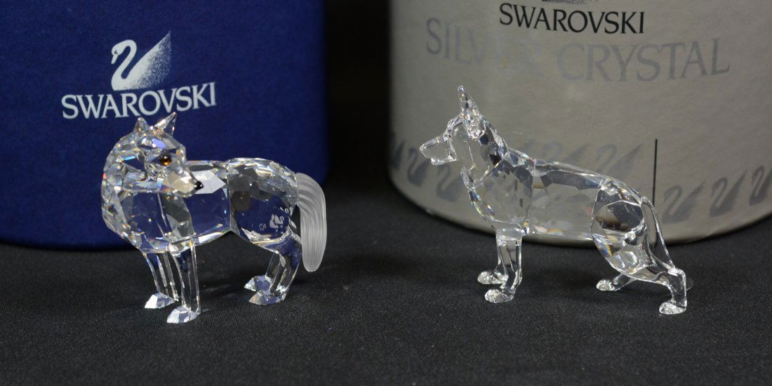 2 Swarovski lead crystal items including wolf and (1 of 2)
