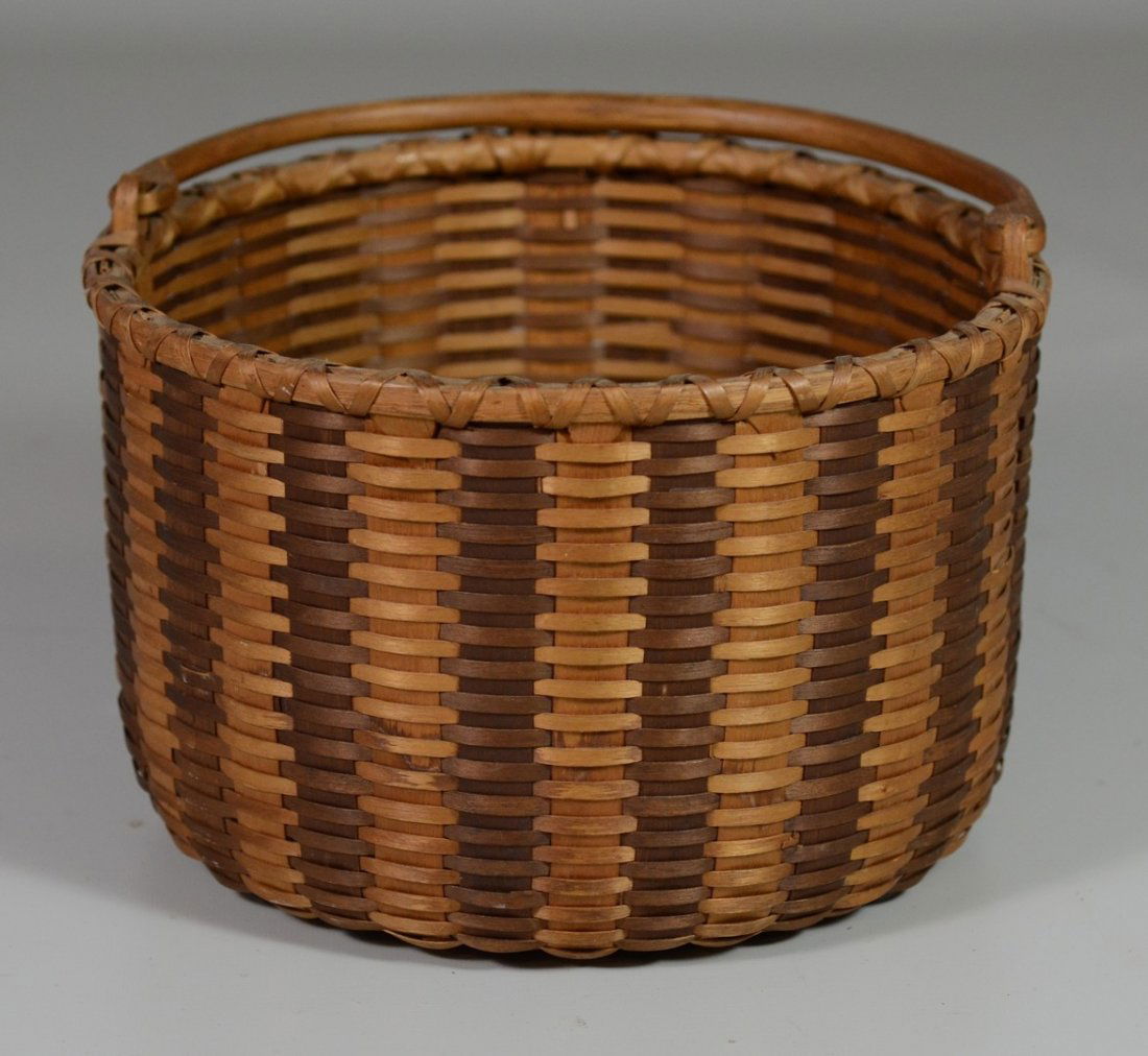 Brown and Natural Striped Swing Handle Basket, 7 1/2" (1 of 3)
