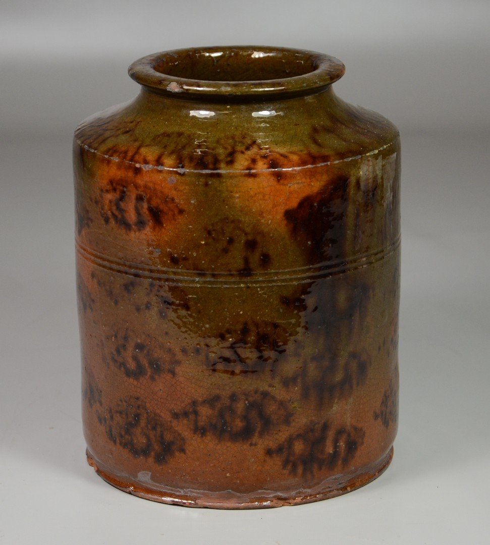 Redware Jar with Sponged Manganese Decoration, 7" (1 of 2)