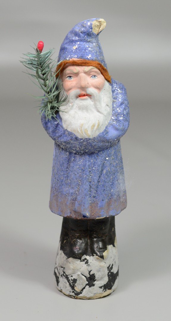 Paper mache Santa candy container, pale lavender robe (1 of 2)