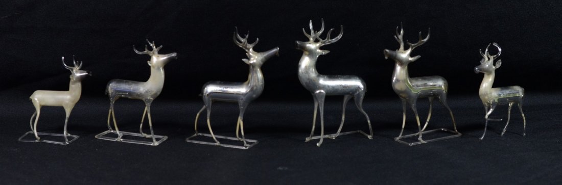 6 Mercury Glass Reindeer, tallest 5 1/2" h, shortest 4" (1 of 1)