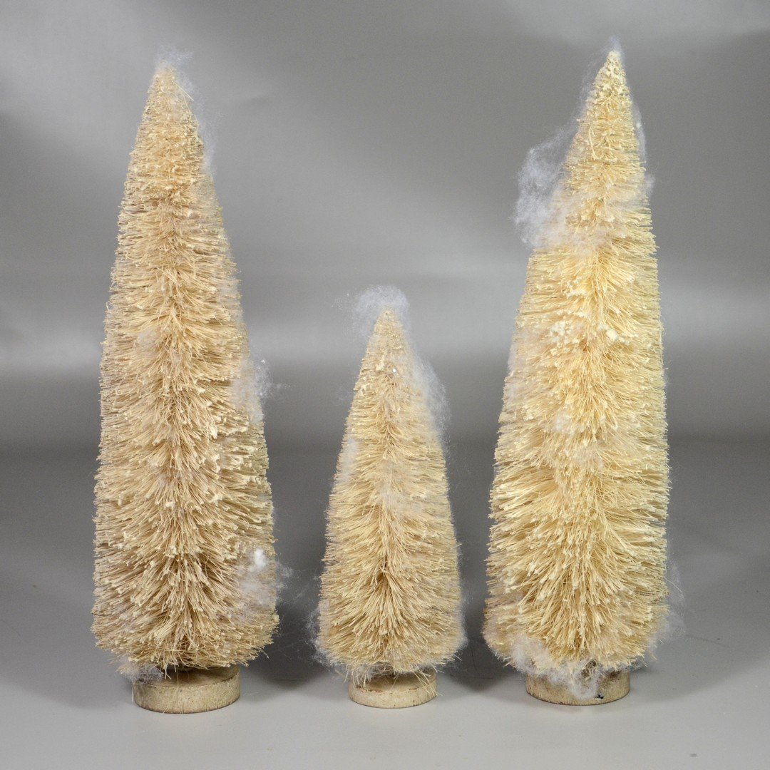 (3) Artificial bottle brush trees, 9", (2) 14" , RCA, L (1 of 1)