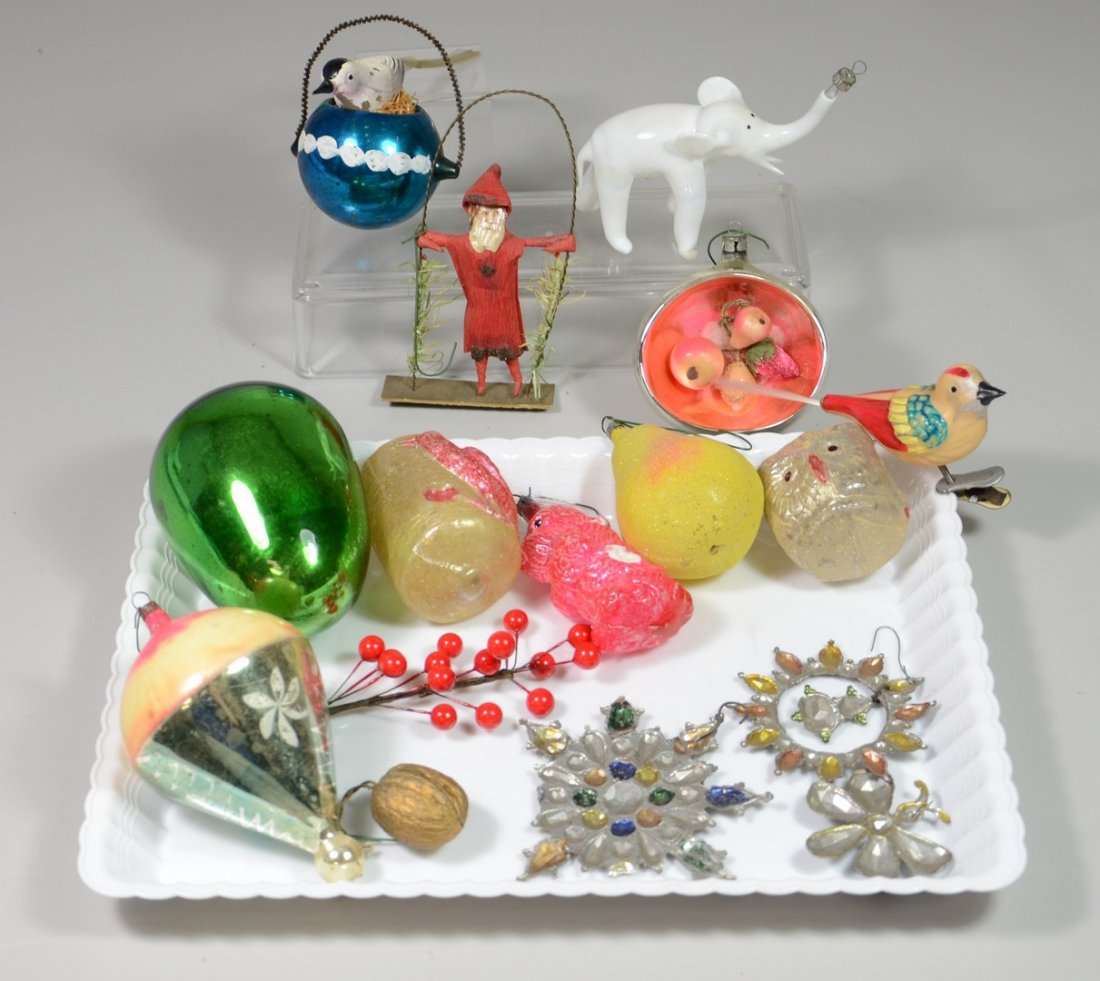 16  blown glass ornaments, including Cotton Santa on (1 of 1)