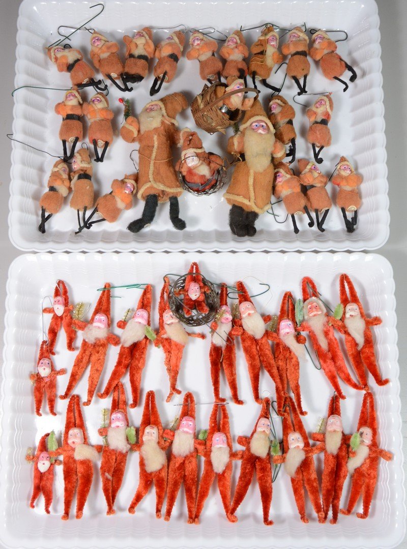 21 tan cotton & 20 red chenille Santa ornaments, 3-5" (1 of 1)