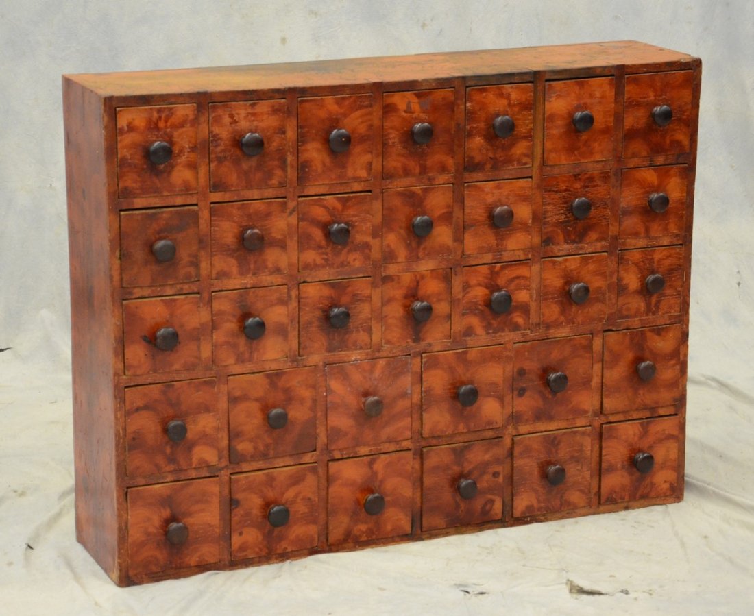 33 drawer paint decorated poplar and pine apothecary (1 of 8)