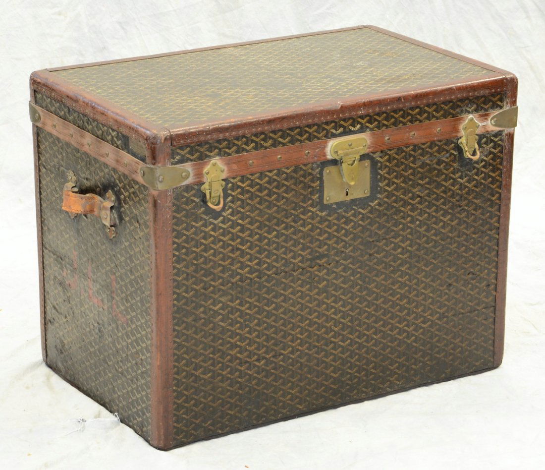 Malles Goyard, Paris, hand painted trunk with 2 tray (1 of 10)