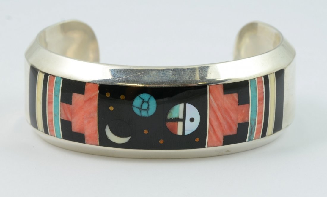 Willie Shaw, Zuni sterling cuff bracelet, inlaid with (1 of 5)