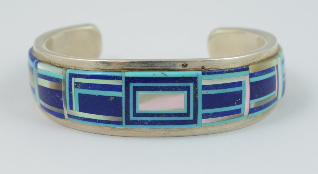 Wilbur Yazzie, Navajo sterling cuff bracelet, (1 of 5)