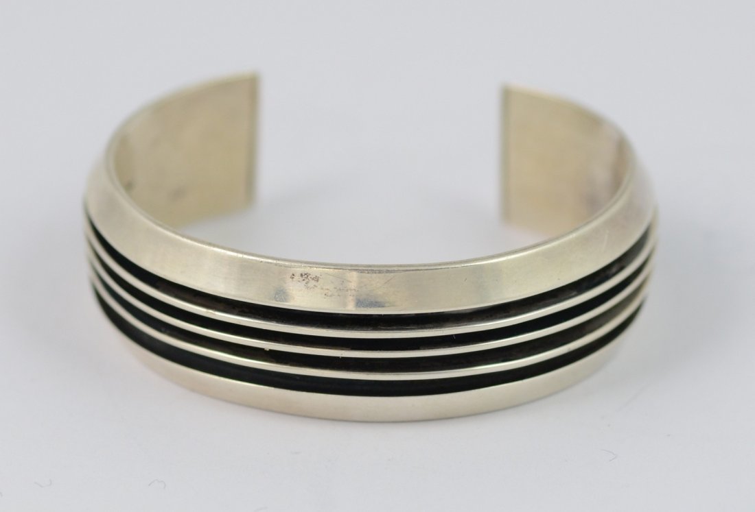 Tim Yazzie, Navajo sterling railroad style cuff (1 of 3)