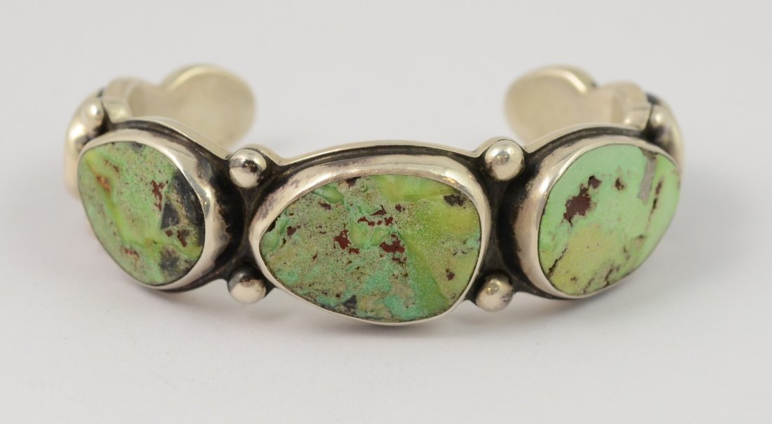 Czar, Navajo sterling cuff bracelet, set with 5 high (1 of 5)
