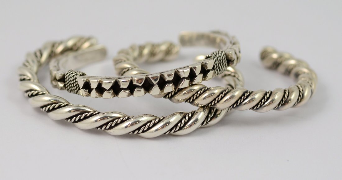 3 Navajo sterling twisted wire cuff bracelets, largest (1 of 1)