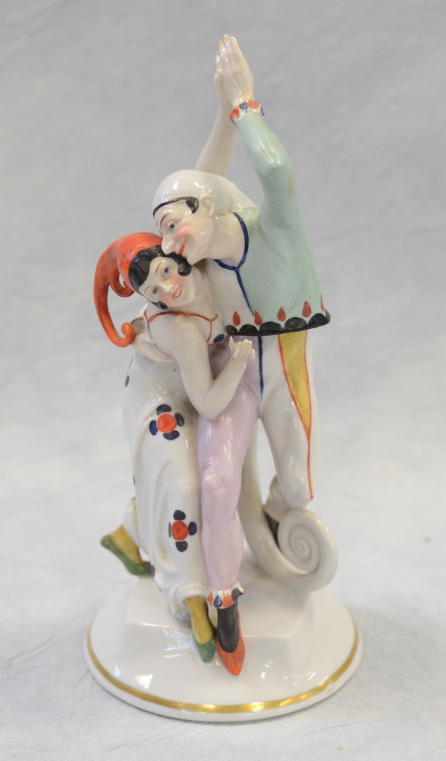 Katzhutte Hertwig & Co Art Deco harlequin dancers (1 of 4)